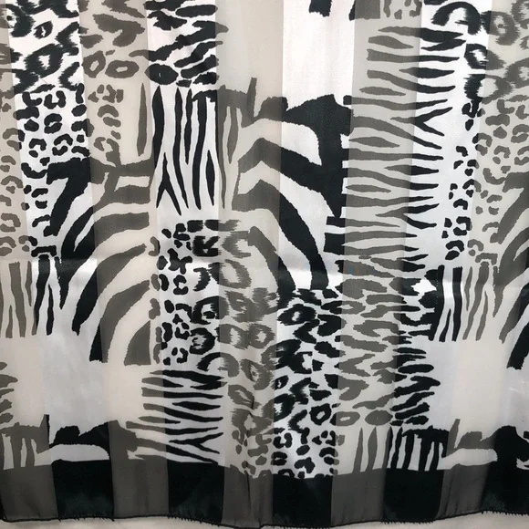 Zebra Print Large Black and White Scarf. Accented with lighter vertical stripes - Picture 3 of 3
